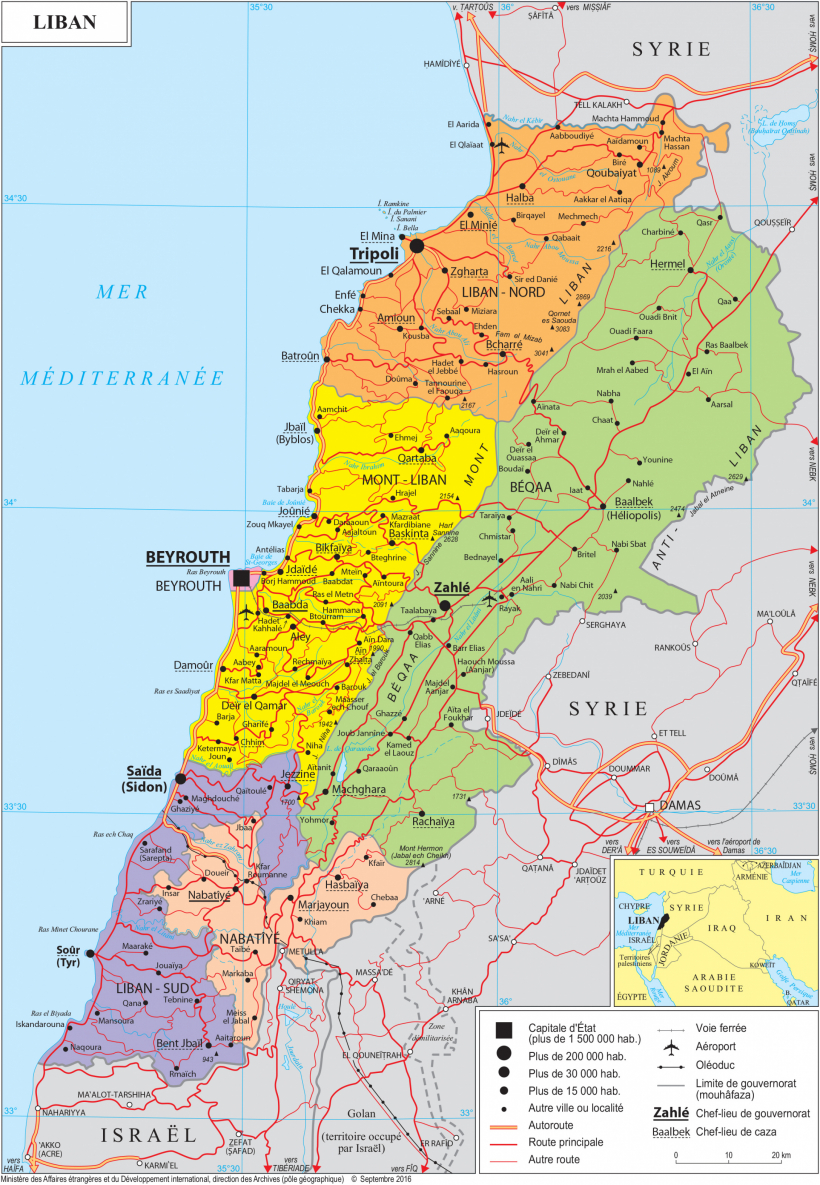 Geopolitical map of Lebanon, Lebanon maps | Worldmaps.info